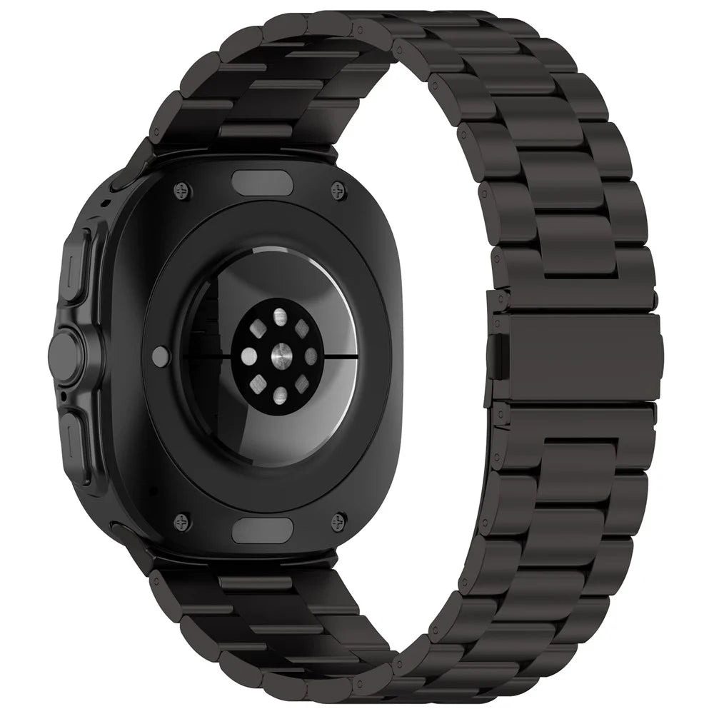 For Samsung Galaxy Watch Ultra2 47mm / Watch Ultra (2025) 47mm / Watch Ultra 47mm Metal Watch Band Three-Beads Steel Wrist Strap - Black - 1