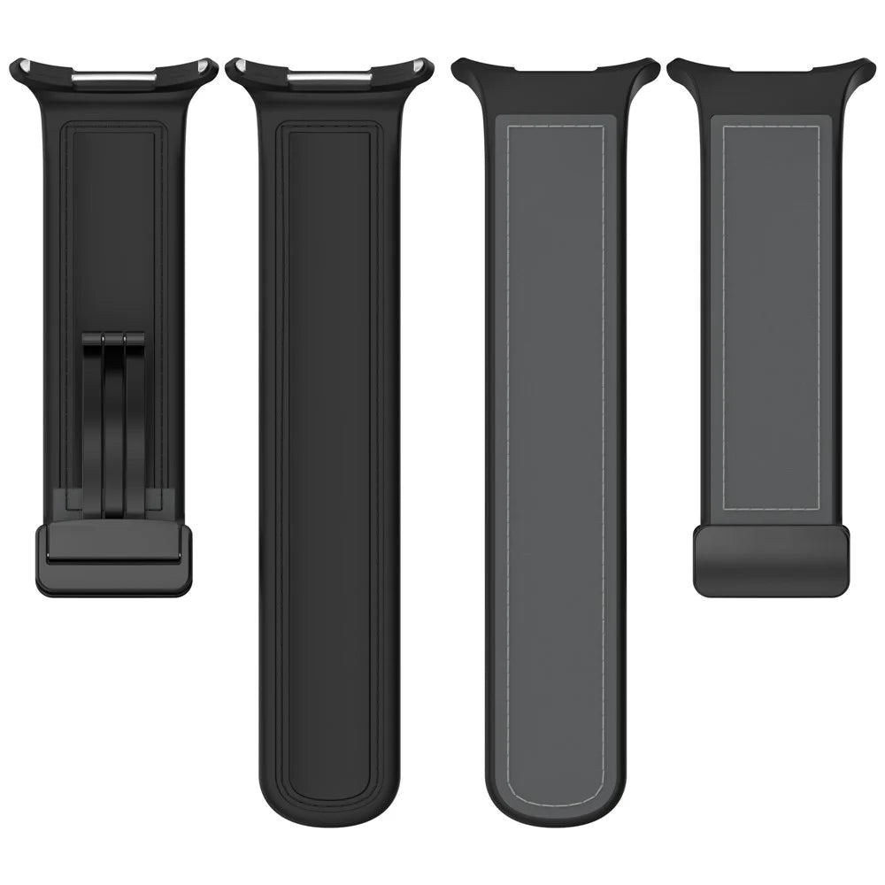 For Samsung Galaxy Watch Watch Ultra2 47mm / Watch Ultra (2025) 47mm / Watch Ultra 47mm Watch Strap Magnetic Buckle Leather Coated Silicone Wrist Band - Orange - 5