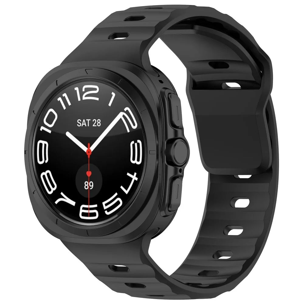 For Samsung Galaxy Watch Ultra2 47mm / Watch Ultra (2025) 47mm / Watch Ultra 47mm Watch Band Adjustable Silicone Wrist Strap - Black - 4