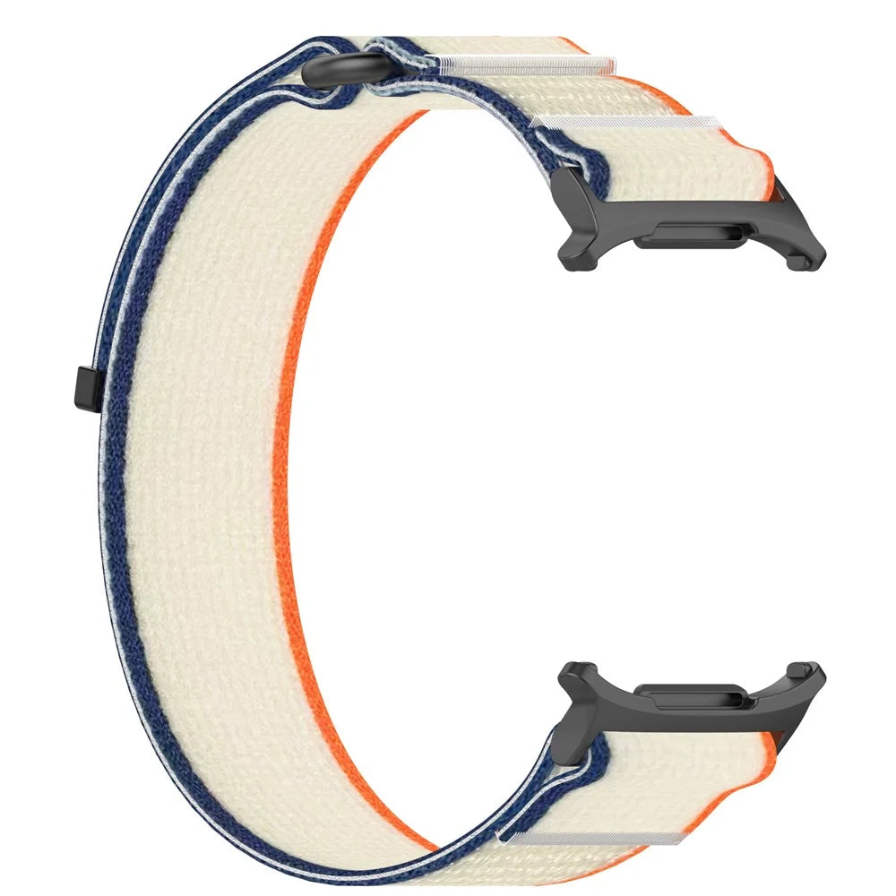 For Samsung Galaxy Watch Ultra2 47mm / Watch Ultra (2025) 47mm / Watch Ultra 47mm Nylon Watch Band Loop Fastener Adjustable Wrist Strap - Orange+Beige - 2