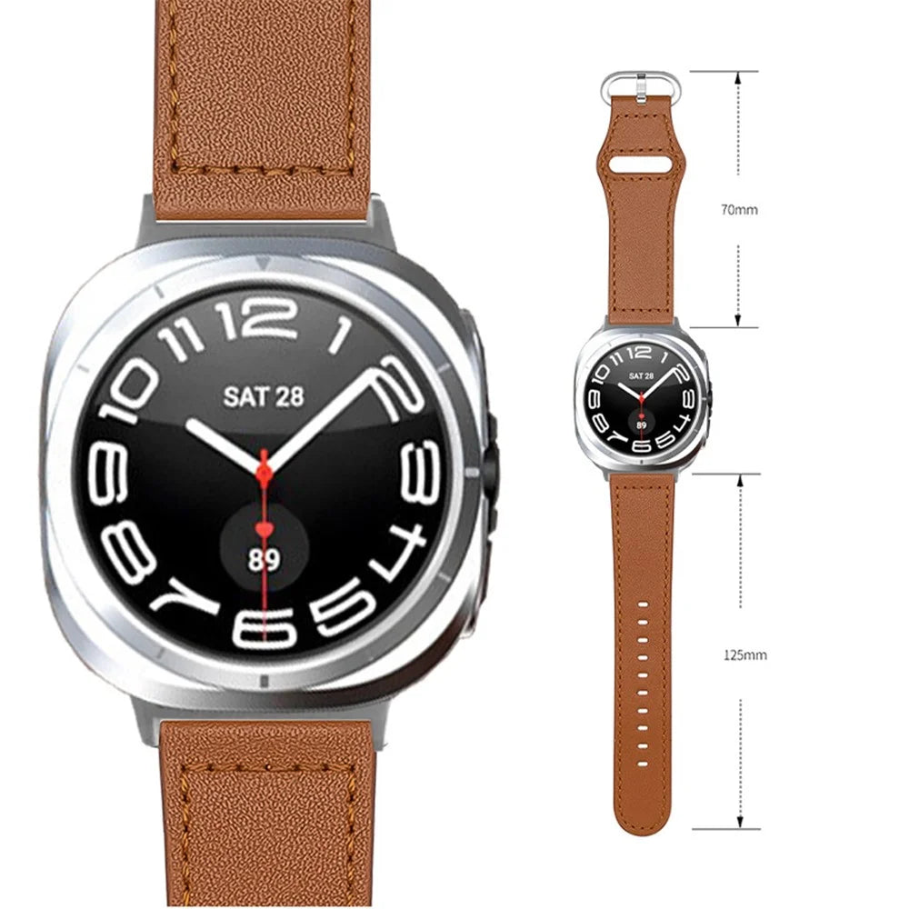 For Samsung Galaxy Watch Ultra2 47mm / Watch Ultra (2025) 47mm / Watch Ultra 47mm Watch Strap Genuine Cow Leather Wrist Band - Dark Grey - 4