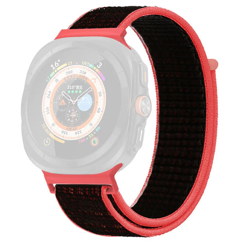 For Samsung Galaxy Watch Ultra2 47mm / Watch Ultra (2025) 47mm / Watch Ultra 47mm Adjustable Braided Nylon Band Replacement Wrist  Strap - Black+Red - 1