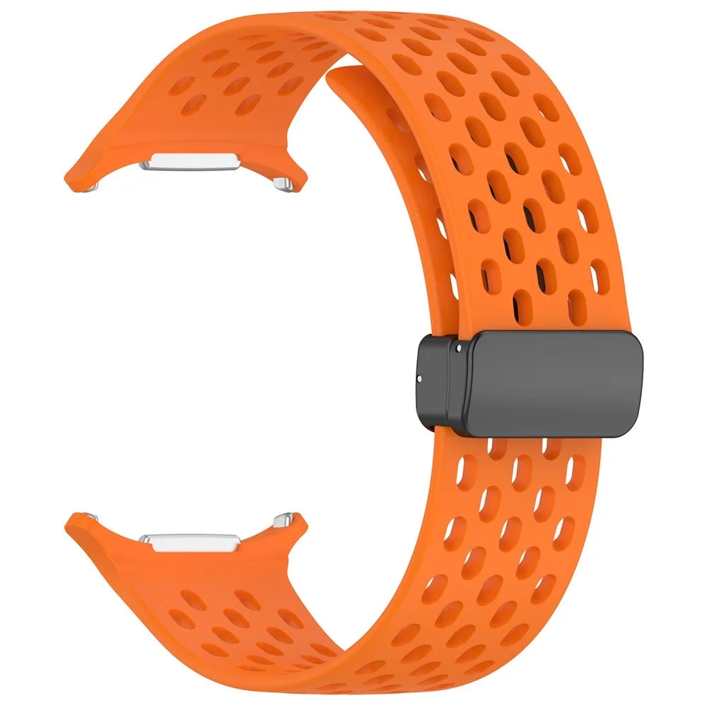 For Samsung Galaxy Watch Ultra2 47mm / Watch Ultra (2025) 47mm / Watch Ultra 47mm Silicone Watch Band Replacement Strap with Magnetic Folding Buckle - Orange - 2