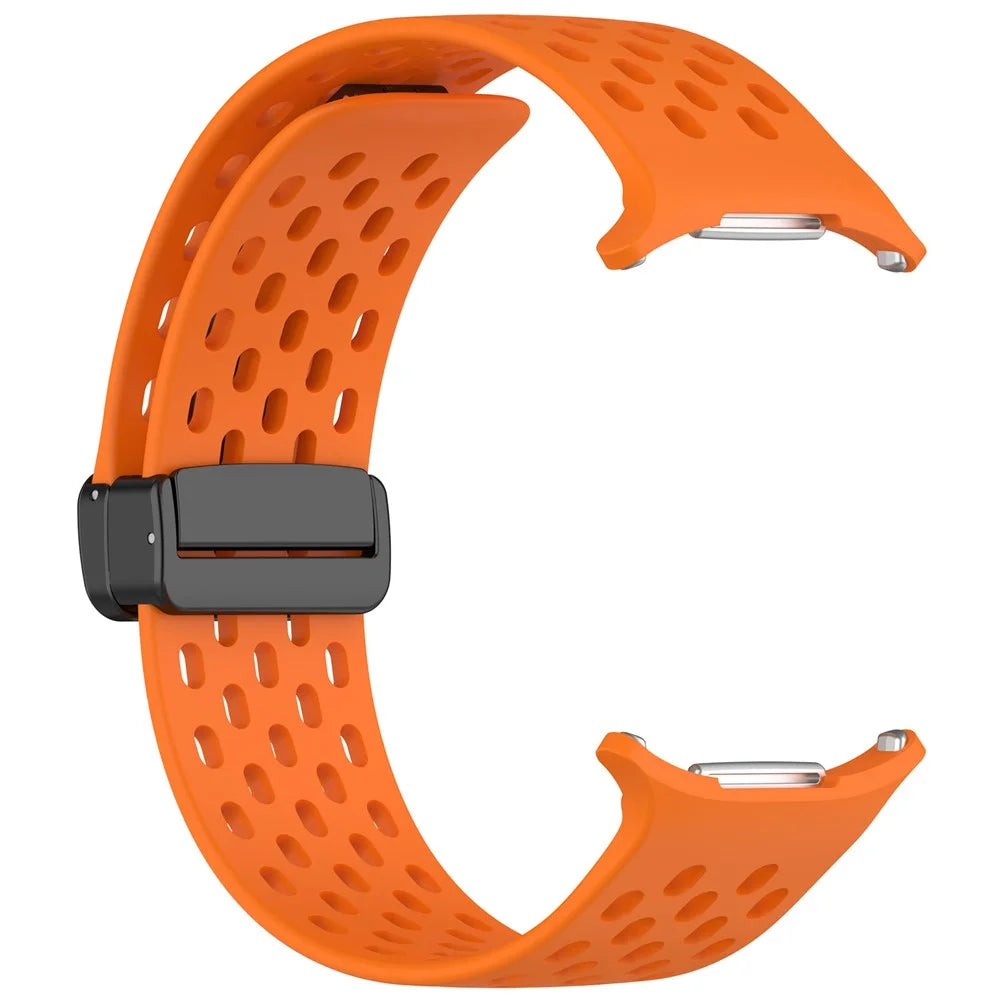 For Samsung Galaxy Watch Ultra2 47mm / Watch Ultra (2025) 47mm / Watch Ultra 47mm Silicone Watch Band Replacement Strap with Magnetic Folding Buckle - Orange - 3