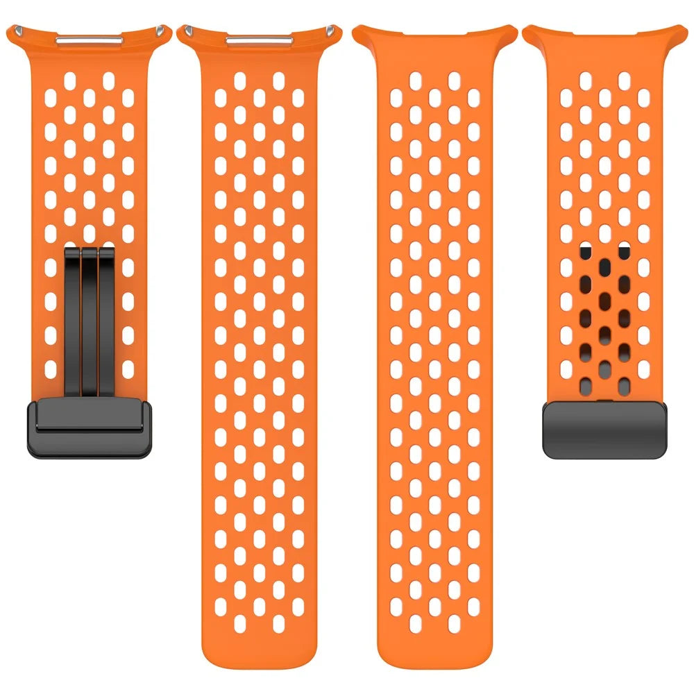 For Samsung Galaxy Watch Ultra2 47mm / Watch Ultra (2025) 47mm / Watch Ultra 47mm Silicone Watch Band Replacement Strap with Magnetic Folding Buckle - Orange - 5