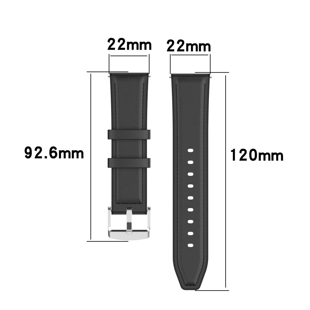 Genuine Leather Surface+Silicone Smart Watch Band Strap for Samsung Galaxy Watch/Amazfit Watch - Black - 3