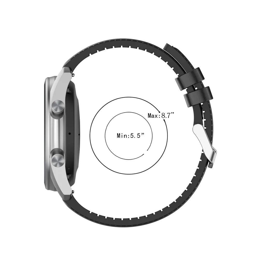 Genuine Leather Surface+Silicone Smart Watch Band Strap for Samsung Galaxy Watch/Amazfit Watch - Black - 4