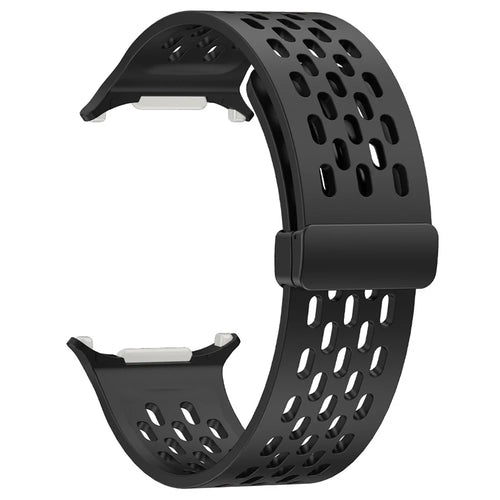 For Samsung Galaxy Watch Ultra2 47mm / Watch Ultra (2025) 47mm / Watch Ultra 47mm Silicone Watch Band Magnetic Folding Buckle Wrist Strap - Black - 1