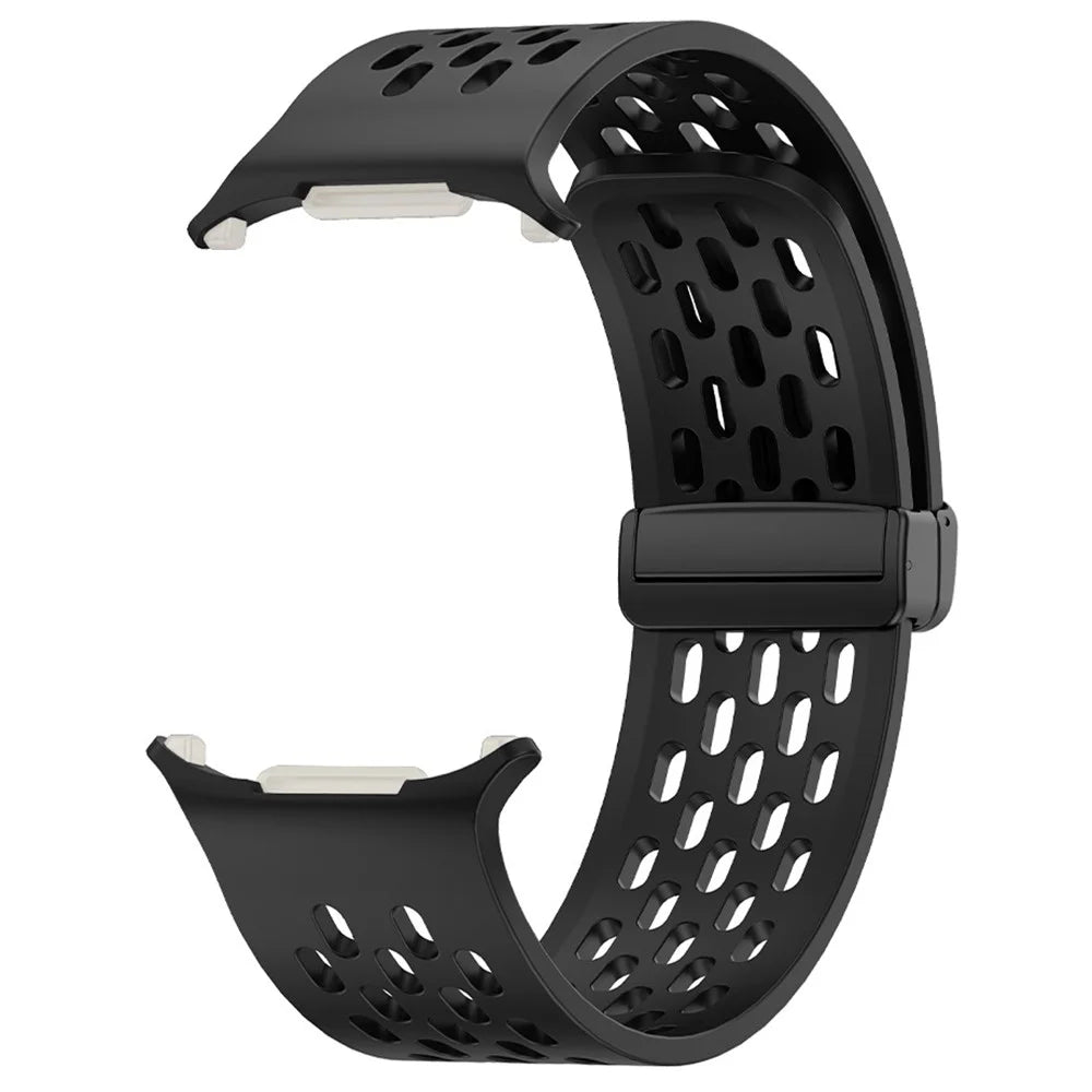 For Samsung Galaxy Watch Ultra2 47mm / Watch Ultra (2025) 47mm / Watch Ultra 47mm Silicone Watch Band Magnetic Folding Buckle Wrist Strap - Black - 2