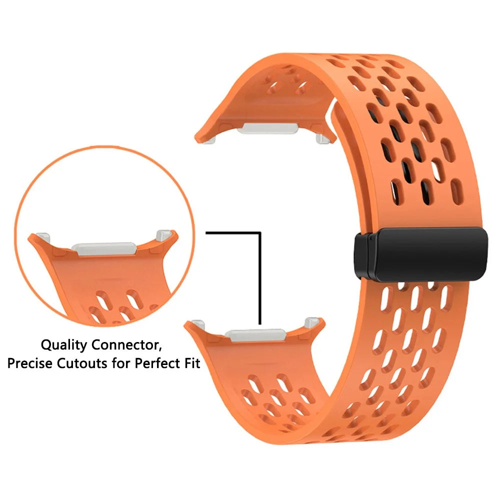 For Samsung Galaxy Watch Ultra2 47mm / Watch Ultra (2025) 47mm / Watch Ultra 47mm Silicone Watch Band Magnetic Folding Buckle Wrist Strap - Black - 4
