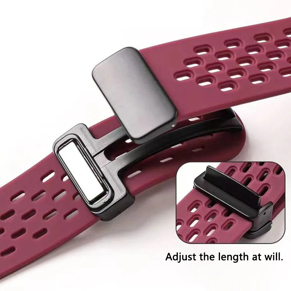 For Samsung Galaxy Watch Ultra2 47mm / Watch Ultra (2025) 47mm / Watch Ultra 47mm Silicone Watch Band Magnetic Folding Buckle Wrist Strap - Black - 5