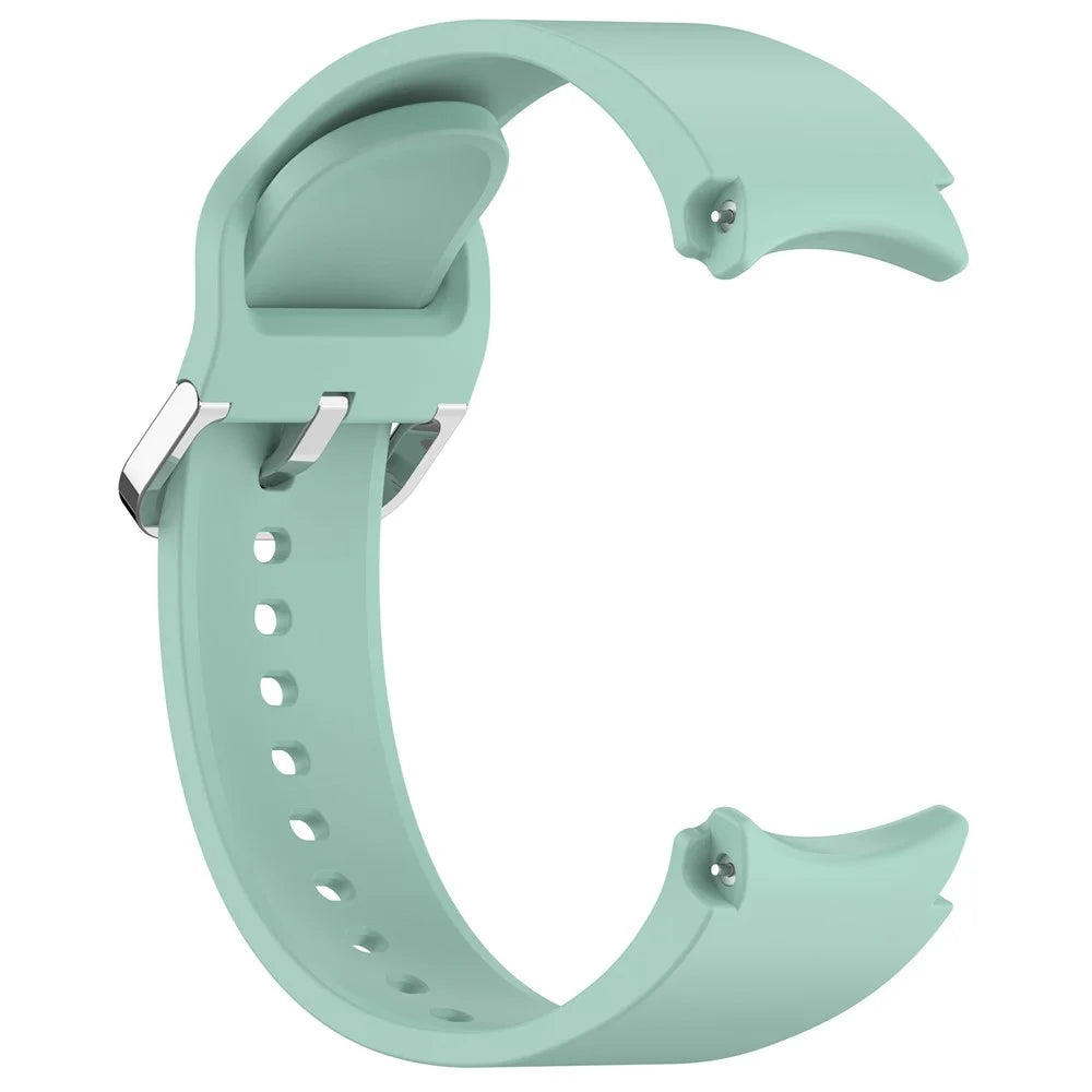 For Samsung Galaxy Watch4 / 5 / 6 / 7 40mm / Watch 5 Pro 45mm / Watch FE 40mm Wrist Band Silver Buckle Silicone Watch Strap - Teal - 3
