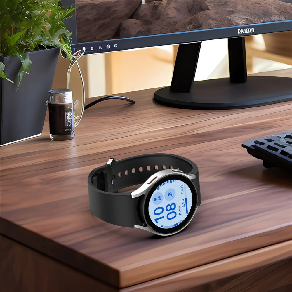 For Samsung Galaxy Watch4 / 5 / 6 / 7 40mm / Watch 5 Pro 45mm / Watch FE 40mm Wrist Band Silver Buckle Silicone Watch Strap - Teal - 6