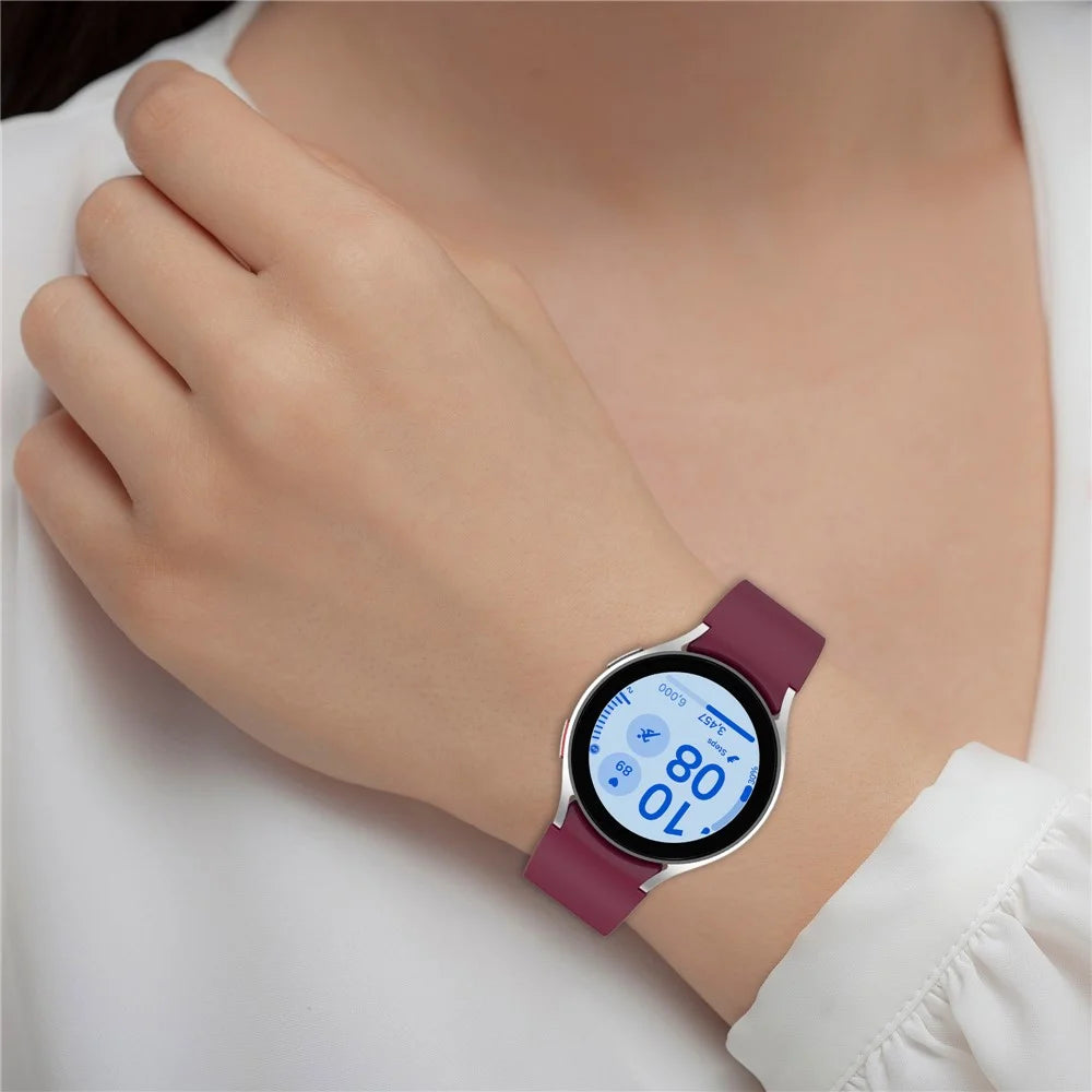 For Samsung Galaxy Watch4 / 5 / 6 / 7 40mm / Watch 5 Pro 45mm / Watch FE 40mm Wrist Band Silver Buckle Silicone Watch Strap - Teal - 7