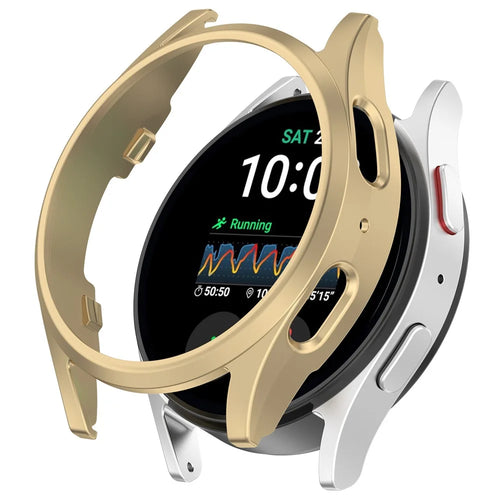 For Samsung Galaxy Watch7 44mm Anti-Collision PC Watch Case Hollow Protective Frame - Champagne Gold - 1