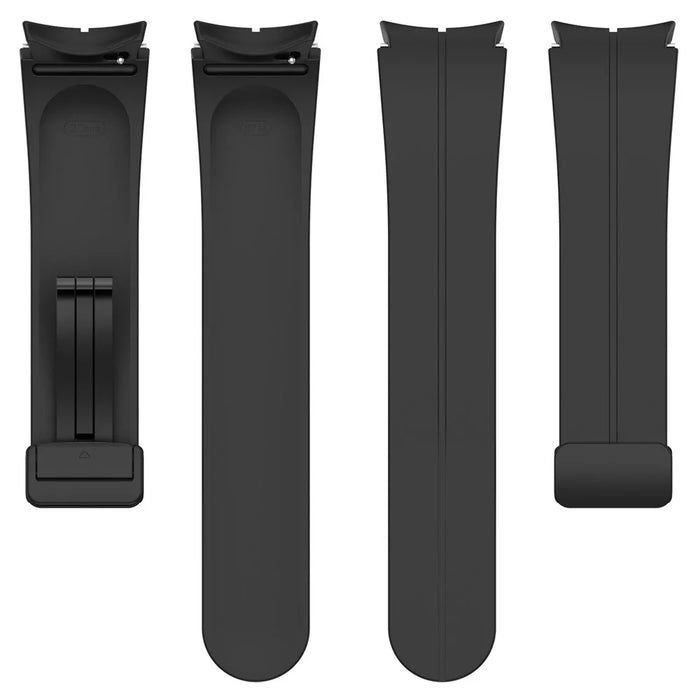 For Samsung Galaxy Watch7 40mm Replacement Band Magnetic Folding Black Buckle Silicone Strap - Black - 4