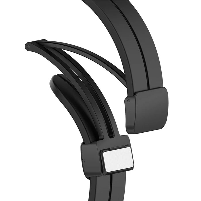 For Samsung Galaxy Watch7 40mm Replacement Band Magnetic Folding Black Buckle Silicone Strap - Black - 6