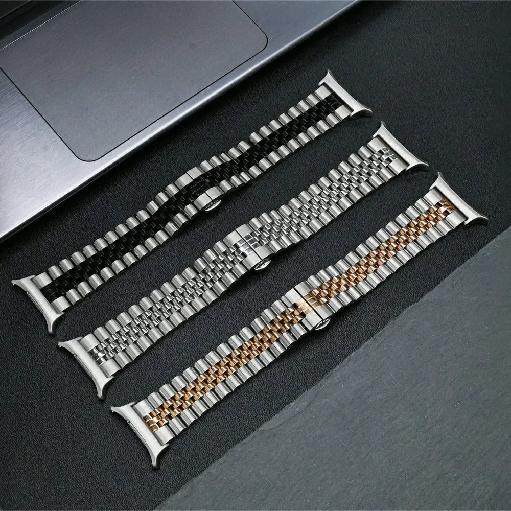 For Samsung Galaxy Watch Ultra2 47mm / Watch Ultra (2025) 47mm / Watch Ultra 47mm Replacement Band 5-Bead Stainless Steel Strap with Butterfly Buckle - Silver+Black - 2