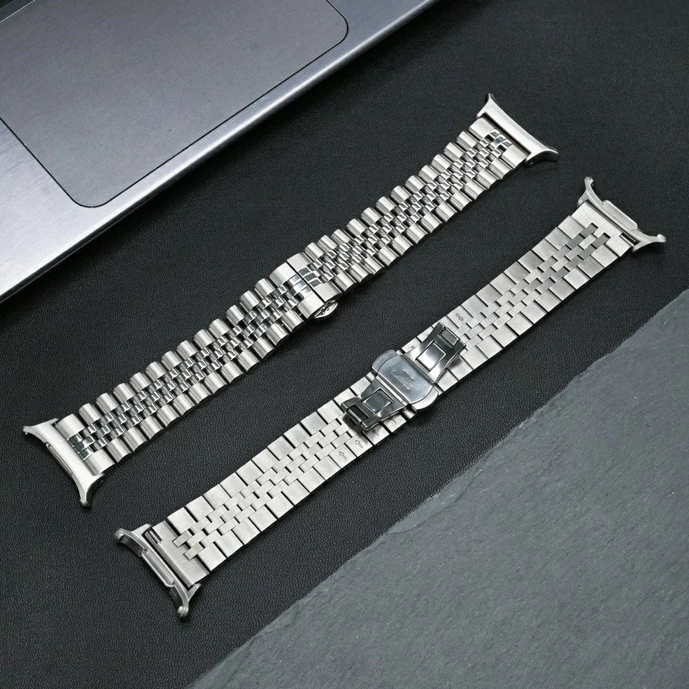 For Samsung Galaxy Watch Ultra2 47mm / Watch Ultra (2025) 47mm / Watch Ultra 47mm Replacement Band 5-Bead Stainless Steel Strap with Butterfly Buckle - Silver+Black - 3