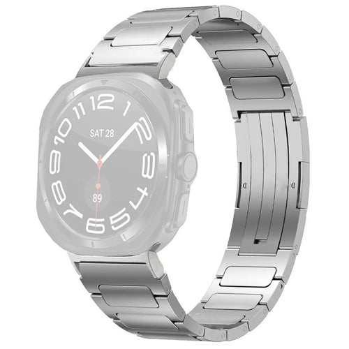 For Samsung Galaxy Watch Ultra2 47mm / Watch Ultra (2025) 47mm / Watch Ultra 47mm Replacement Watch Band Folding Buckle Titanium Alloy Strap - Silver - 1