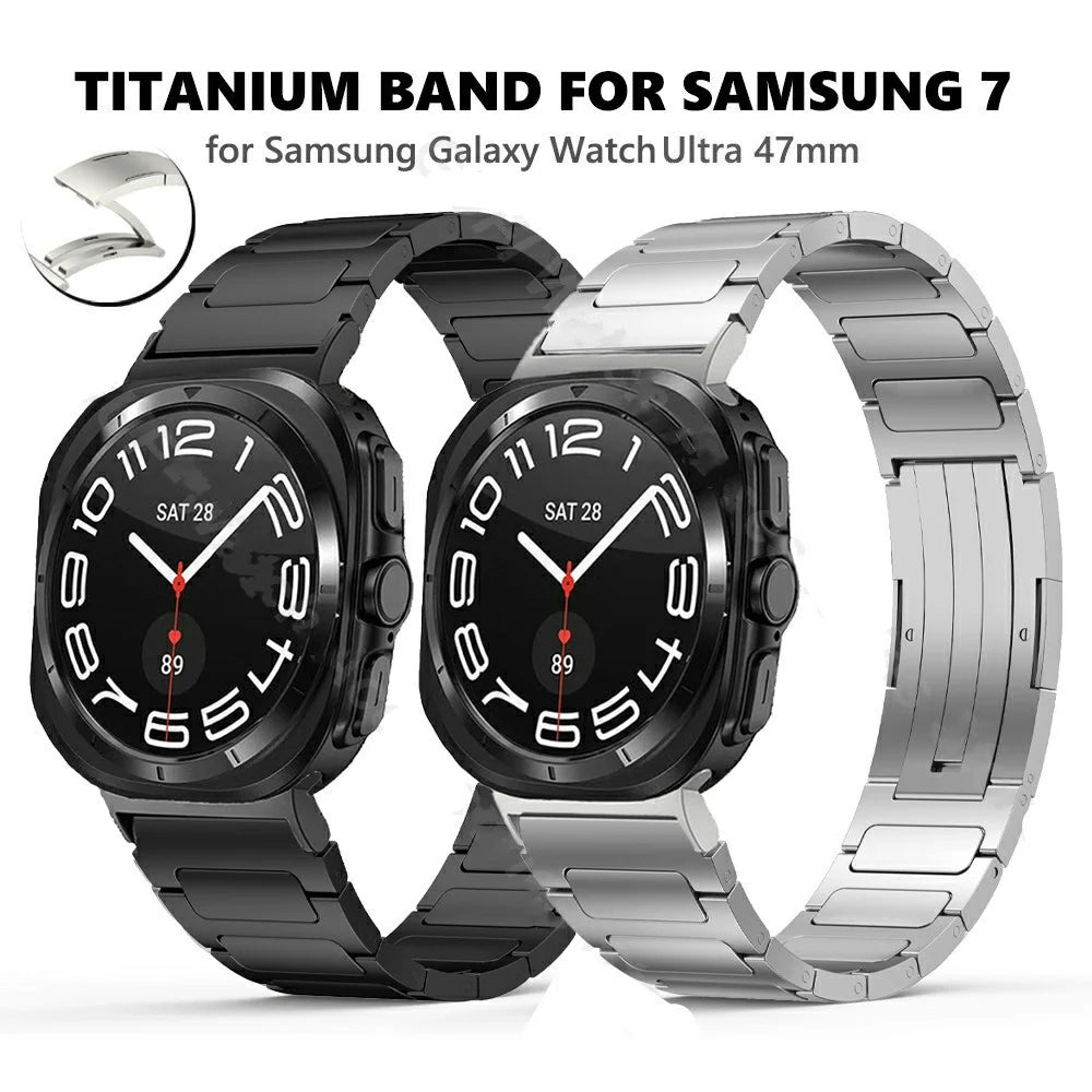 For Samsung Galaxy Watch Ultra2 47mm / Watch Ultra (2025) 47mm / Watch Ultra 47mm Replacement Watch Band Folding Buckle Titanium Alloy Strap - Silver - 2