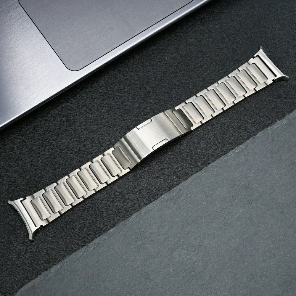 For Samsung Galaxy Watch Ultra2 47mm / Watch Ultra (2025) 47mm / Watch Ultra 47mm Replacement Watch Band Folding Buckle Titanium Alloy Strap - Silver - 4