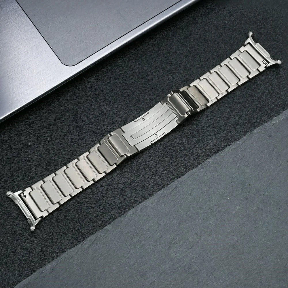 For Samsung Galaxy Watch Ultra2 47mm / Watch Ultra (2025) 47mm / Watch Ultra 47mm Replacement Watch Band Folding Buckle Titanium Alloy Strap - Silver - 5