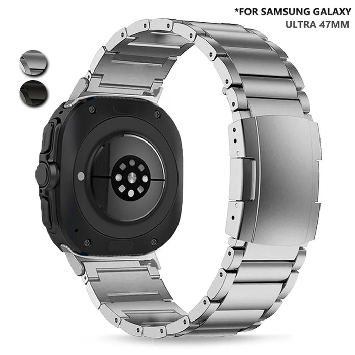 For Samsung Galaxy Watch Ultra2 47mm / Watch Ultra (2025) 47mm / Watch Ultra 47mm Replacement Band 3-Bead Titanium Alloy Watch Strap - Silver - 2