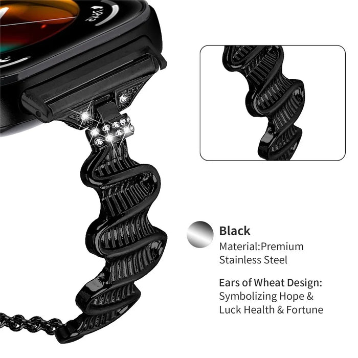 For Huawei Watch Fit 3 Rhinestone Decor Wave Shape Sliding Bracelet Watch Strap - Black - 3