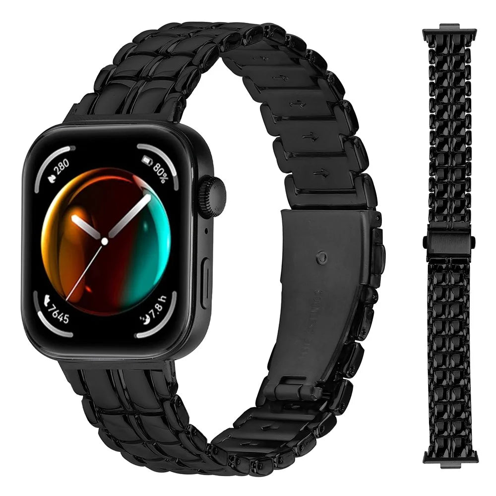 For Huawei Watch Fit 3 Metal Wrist Band Replacement Smart Watch Strap - Black - 1