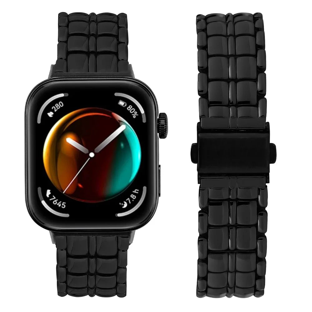 For Huawei Watch Fit 3 Metal Wrist Band Replacement Smart Watch Strap - Black - 3