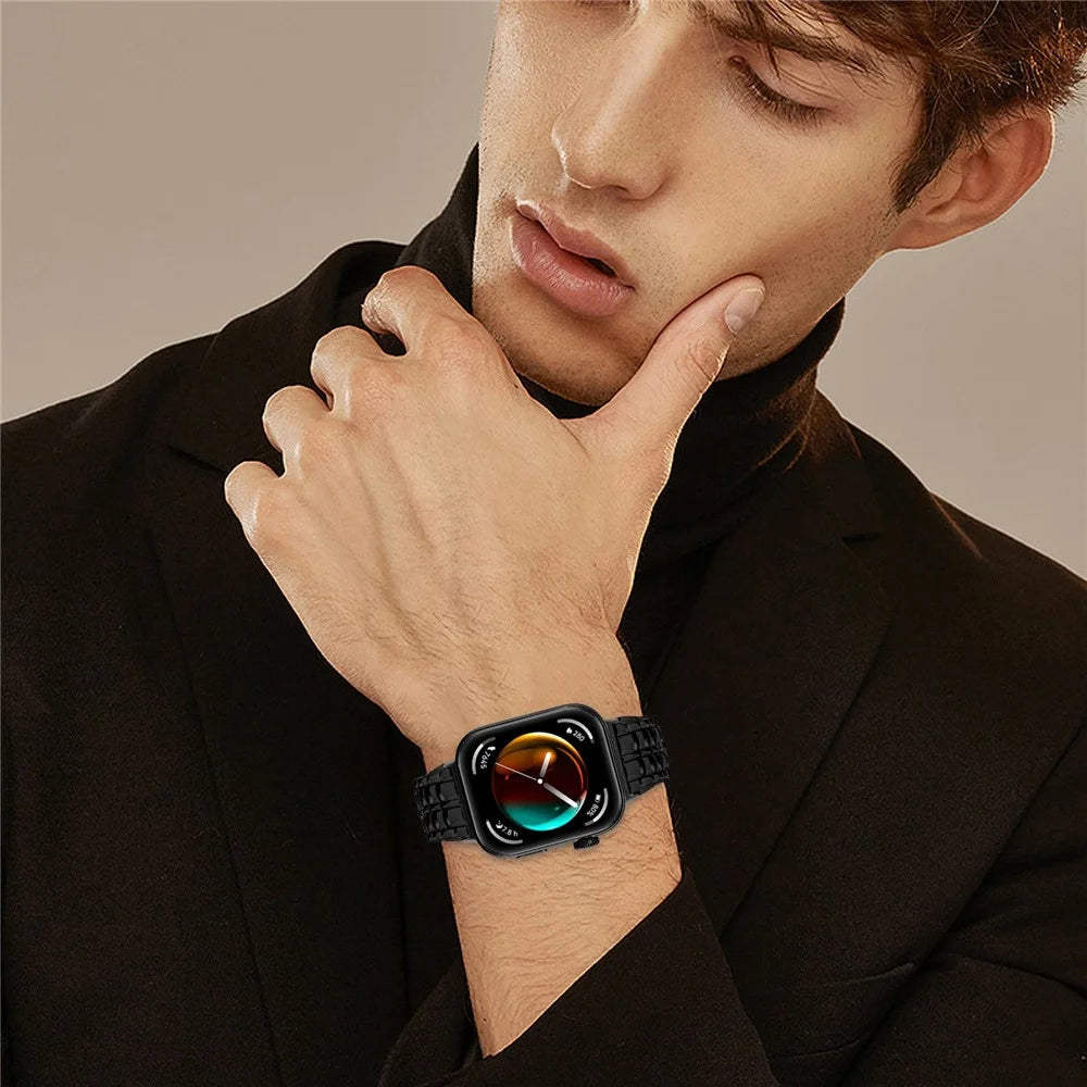 For Huawei Watch Fit 3 Metal Wrist Band Replacement Smart Watch Strap - Black - 6