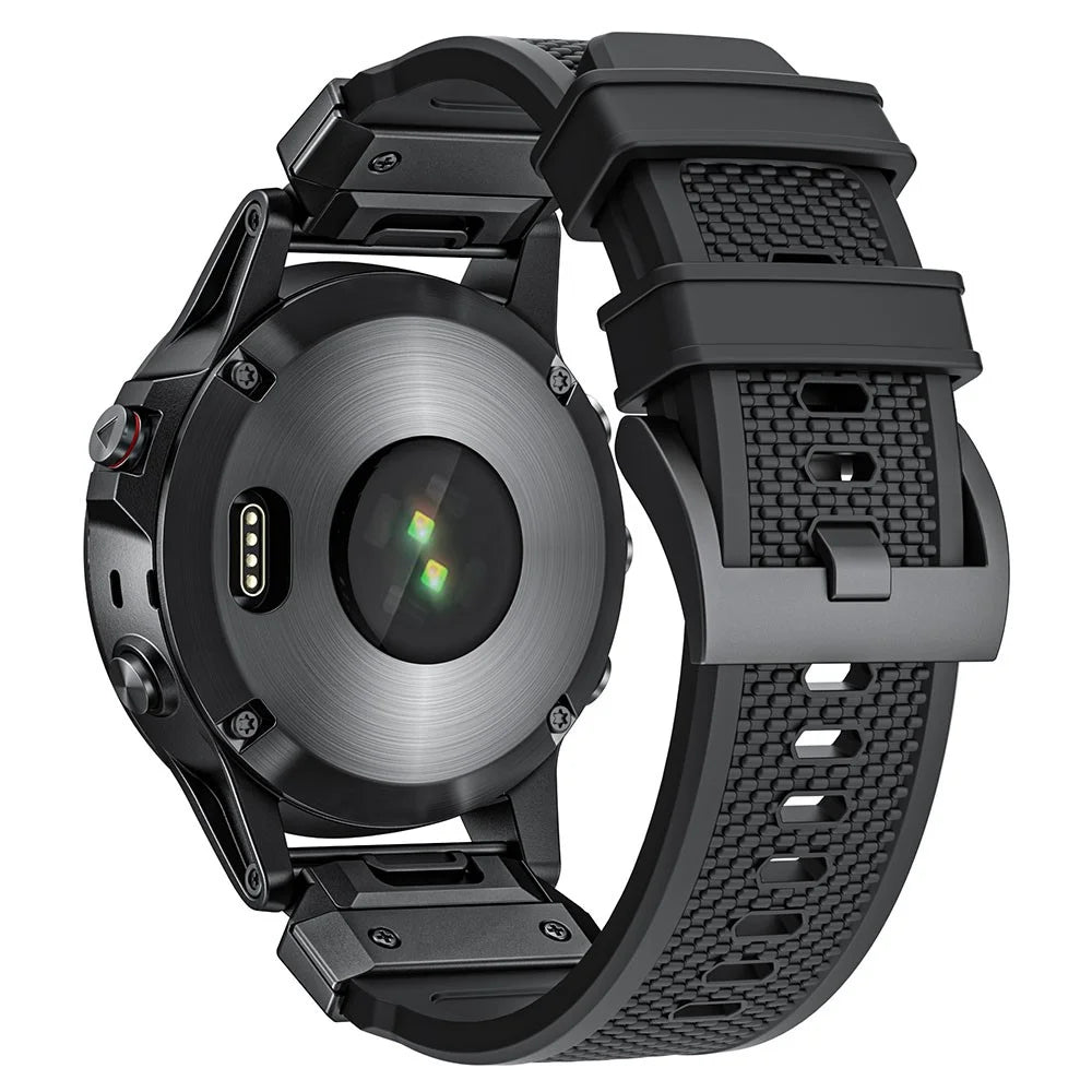 For Garmin Fenix 3 / 5 / 5X / 6X / 7X Soft Rubber Replacement Strap 26mm Universal Smart Watch Wrist Band - Black - 1