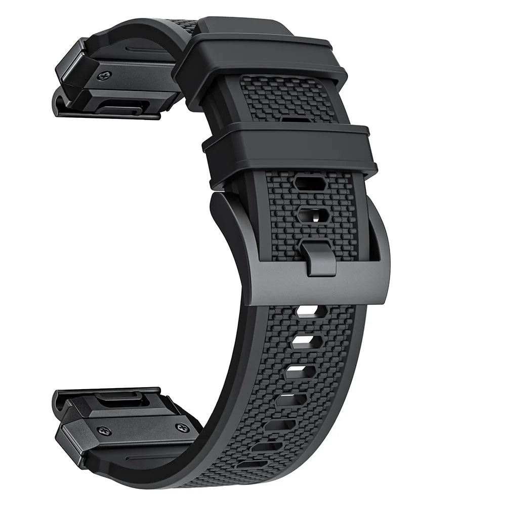 For Garmin Fenix 3 / 5 / 5X / 6X / 7X Soft Rubber Replacement Strap 26mm Universal Smart Watch Wrist Band - Black - 2