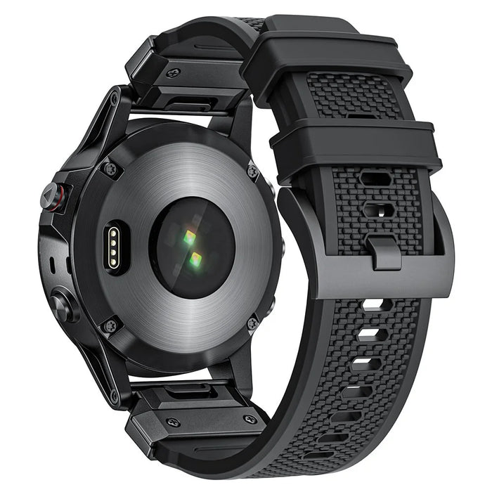 For Garmin Fenix 3 / 5 / 5X / 6X / 7X Replacement Strap 22mm Universal Smart Watch Soft Rubber Wrist Band - Black - 1