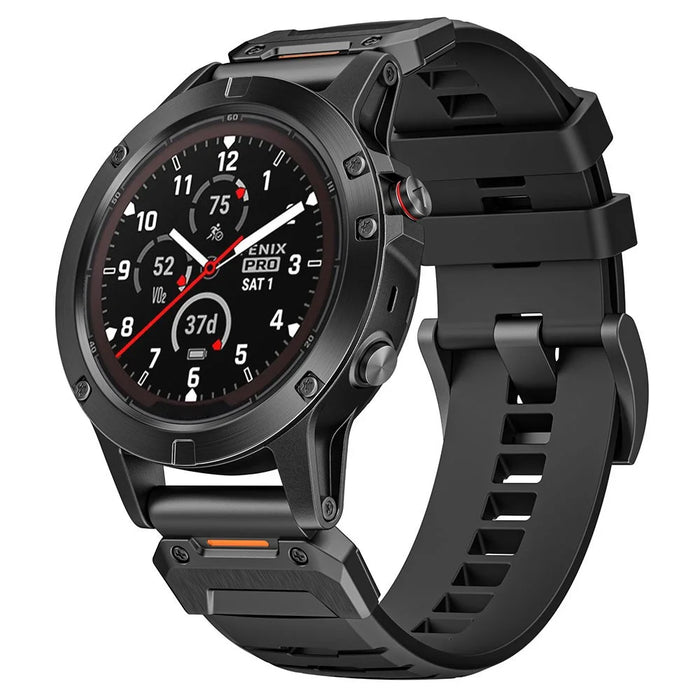 For Garmin Fenix 3 / 5 / 5X / 6X / 7X Smart Watch Replacement Strap 26mm Universal Fluorubber Wrist Band - Black - 4