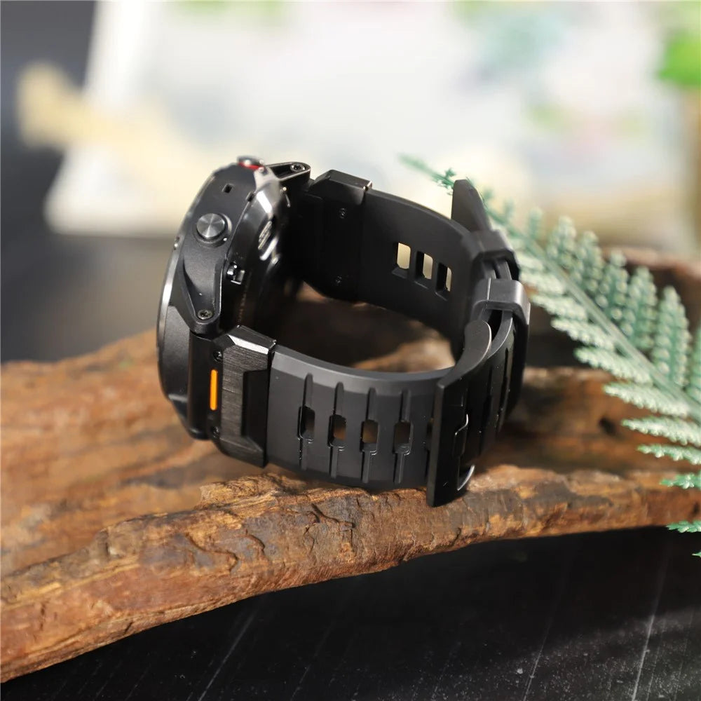 For Garmin Fenix 3 / 5 / 5X / 6X / 7X Replacement Strap 22mm Universal Smart Watch Fluorubber Wrist Band - Black - 7