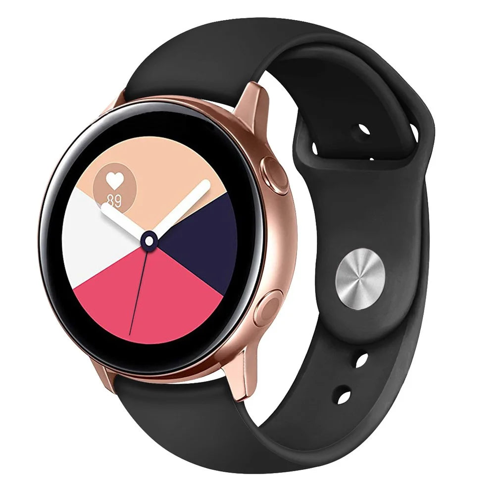 Universal Silicone Watch Strap for Samsung Galaxy Watch Active / Galaxy Watch 42mm / Samsung Gear S2 / Gear Sport / Garmin Vivoactive 3 / Garmin Vivoactive 3 Music - Black - 2