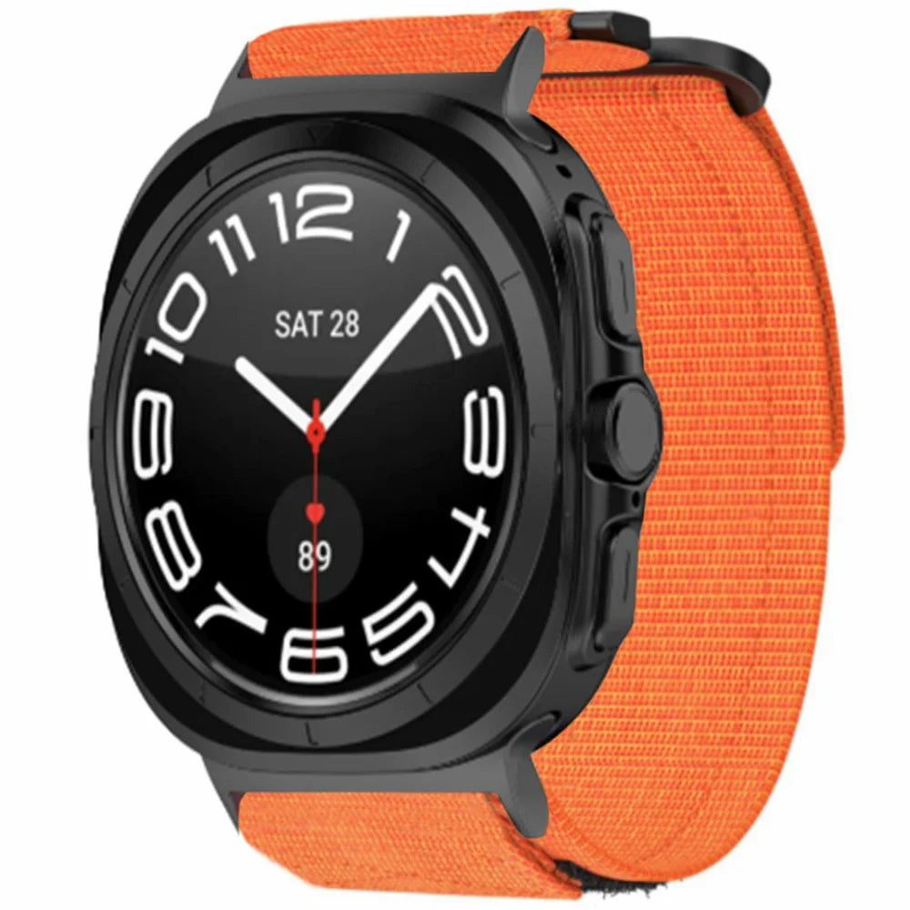 For Samsung Galaxy Watch Ultra2 47mm / Watch Ultra (2025) 47mm / Watch Ultra 47mm Wrist Strap Magic Tape Nylon Watch Band - Orange - 3