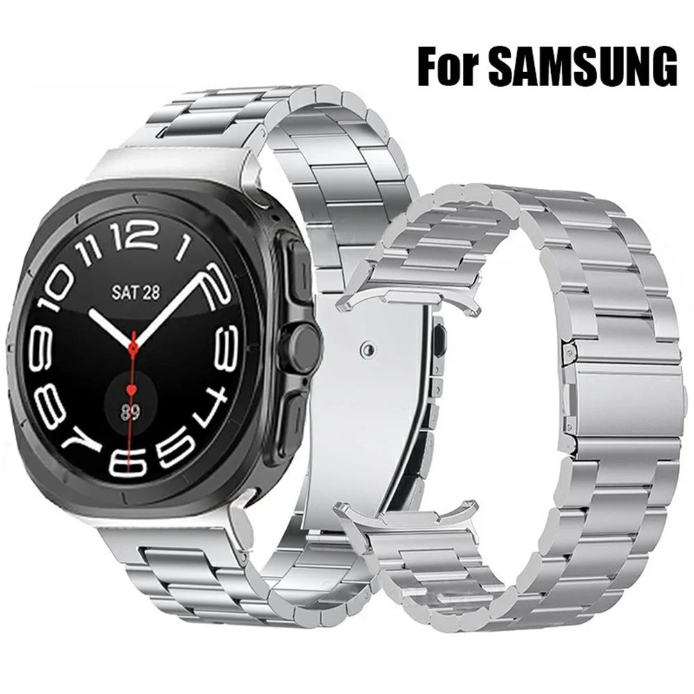 For Samsung Galaxy Watch Ultra2 47mm / Watch Ultra (2025) 47mm / Watch Ultra 47mm 3-Bead Titanium Alloy Strap Replacement Watch Band - Silver - 2