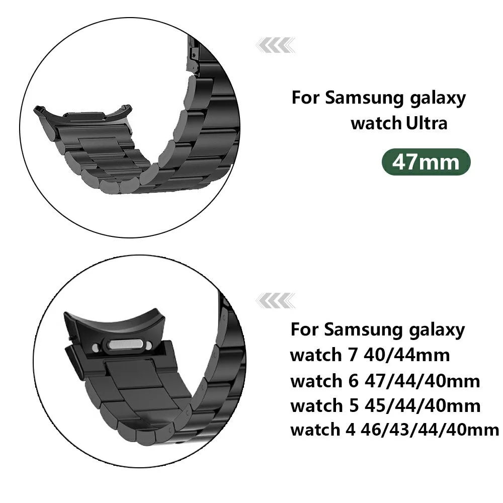 For Samsung Galaxy Watch Ultra2 47mm / Watch Ultra (2025) 47mm / Watch Ultra 47mm 3-Bead Titanium Alloy Strap Replacement Watch Band - Silver - 4