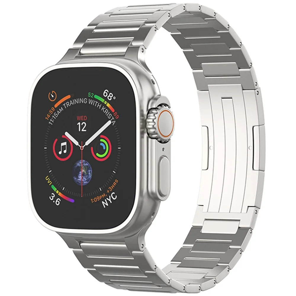 For Apple Watch Ultra 3 2 1 49mm / Series 11 10 46mm / 9 8 7 45mm / SE3 SE2 SE 6 5 4 44mm / 3 2 1 42mm Replacement Titanium Alloy Watch Strap - Titanium - 2