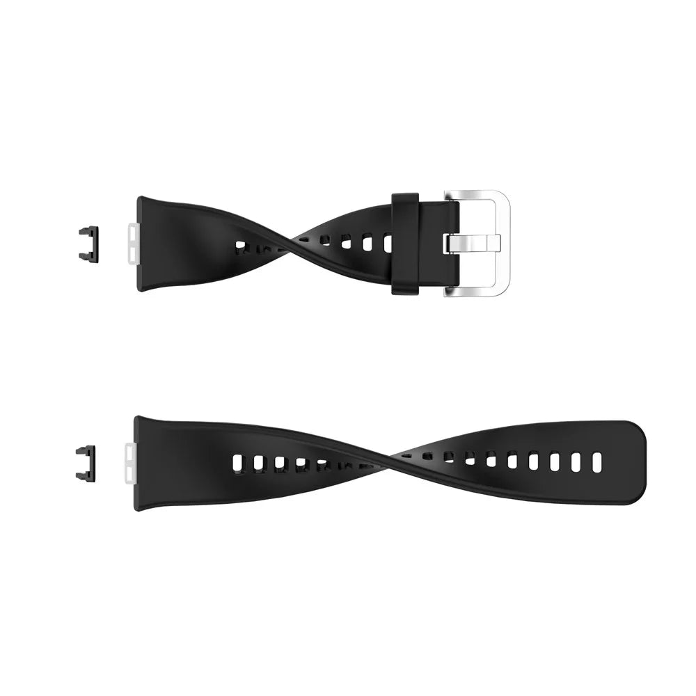 Metal Buckle Soft Silicone Watch Band Strap Replacement for Huawei Watch Fit 2020 - Black - 3