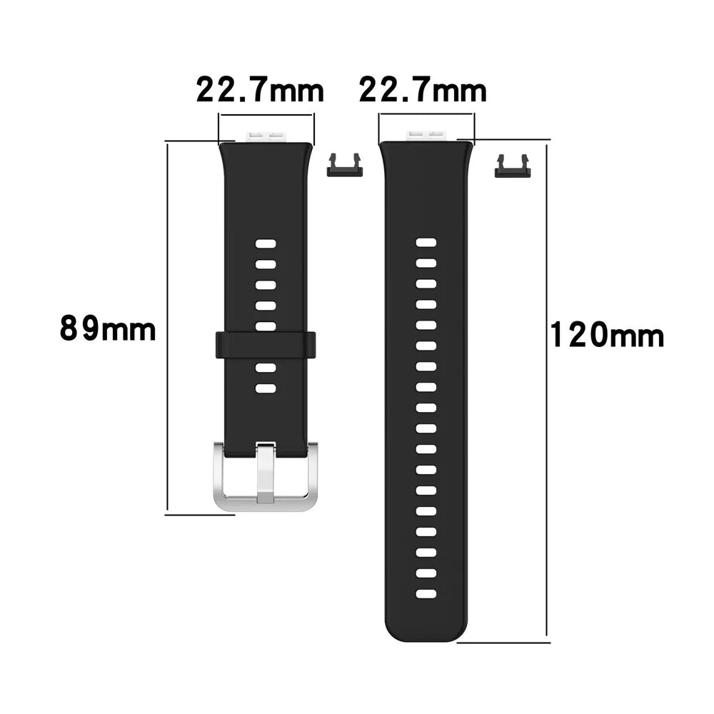 Metal Buckle Soft Silicone Watch Band Strap Replacement for Huawei Watch Fit 2020 - Black - 6