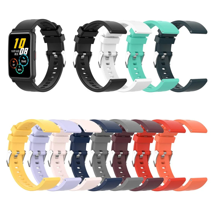 Metal Buckle Soft Silicone Watch Band Strap Replacement for Honor Watch ES - Black - 4