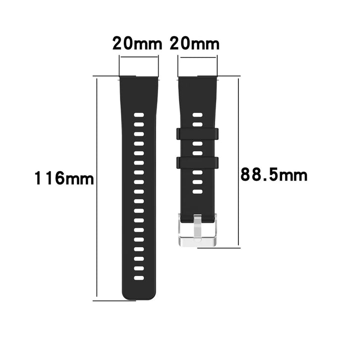 Metal Buckle Soft Silicone Watch Band Strap Replacement for Honor Watch ES - Black - 7