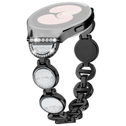 For Samsung Galaxy Watch FE 40mm Band Quicksand Design Metal Watch Strap Bracelet - Black - 1