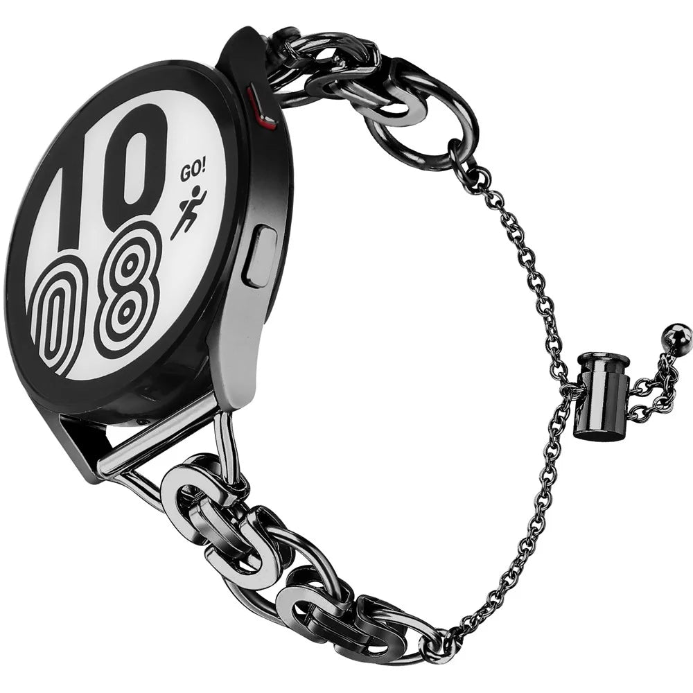 For Samsung Galaxy Watch FE 40mm Smart Watch Band Single Chain Style Metal Bracelet - Black - 2