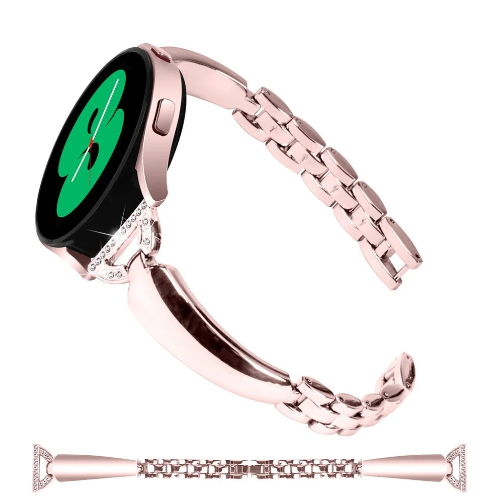Watch Band for Samsung Galaxy Watch FE 40mm D-Shape Bling Rhinestone Decor Alloy Bracelet - Pink - 3