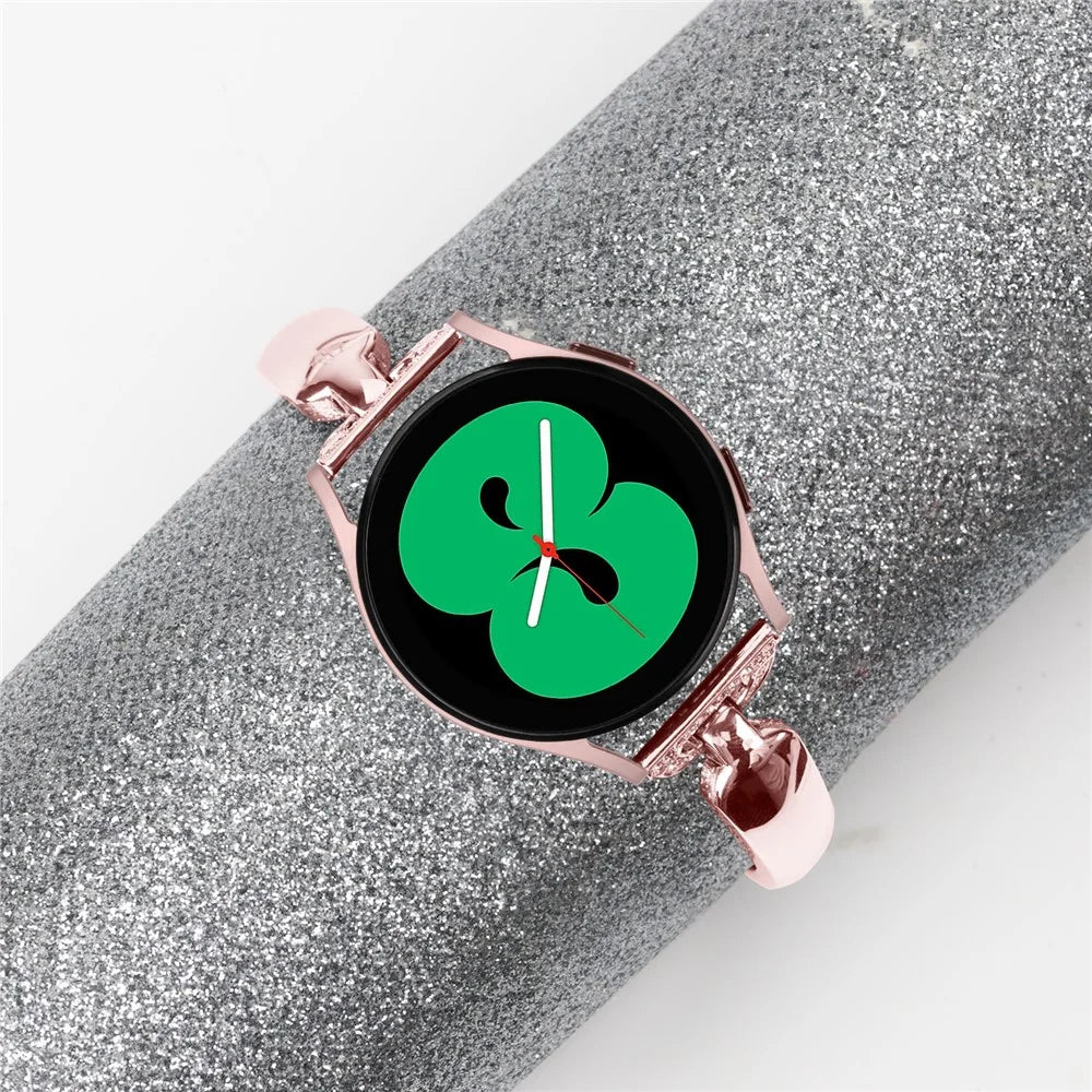 Watch Band for Samsung Galaxy Watch FE 40mm D-Shape Bling Rhinestone Decor Alloy Bracelet - Pink - 4